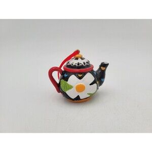 Mary Engelbreit Teapot Ornament Floral & Hearts Motif 2.5"